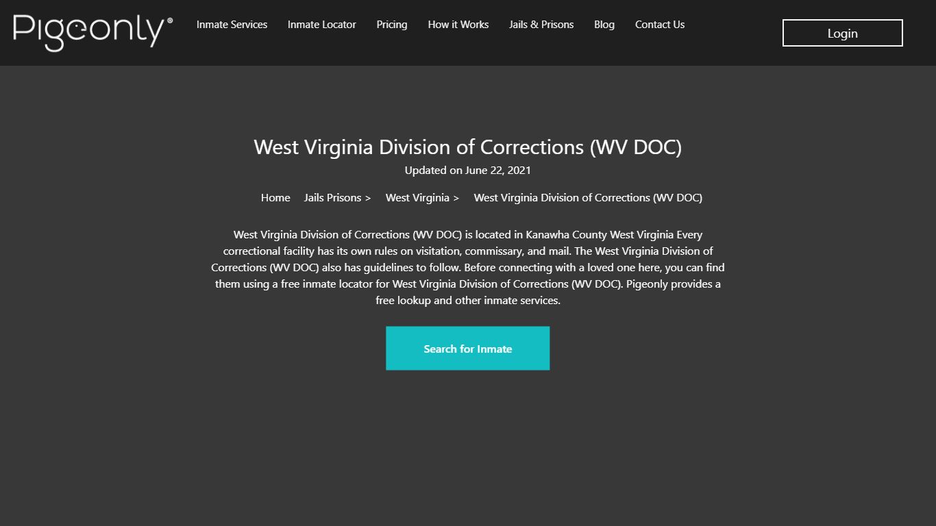 West Virginia Division of Corrections (WV DOC) - pigeonly.com
